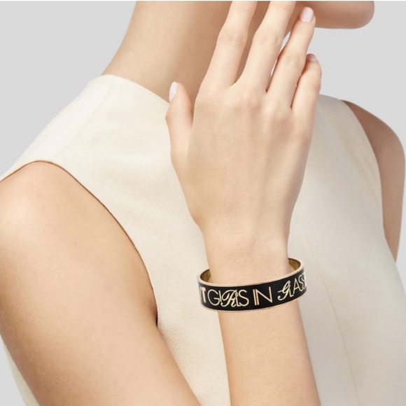 KATE SPADE “Boys Make Passes at Girls in Glasses” Black Gold Bracelet RARE - Picture 1 of 5